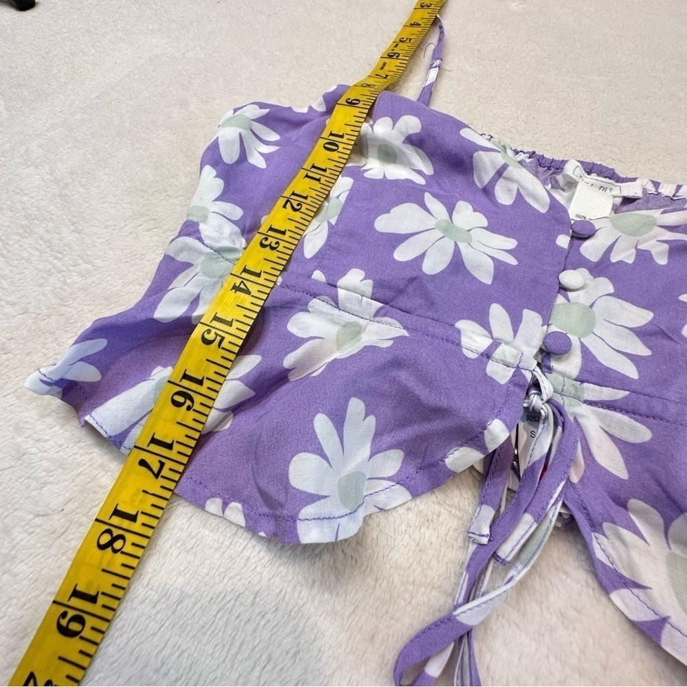 NWT Full Tilt Purple Floral Daisy Split Front Strappy Crop Tank - Picture 13 of 15